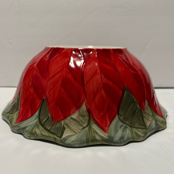 Poinsettia Creamer/Sugar & Large Serving Bowl Hand Painted Set Everyday Gibson - Picture 6 of 9